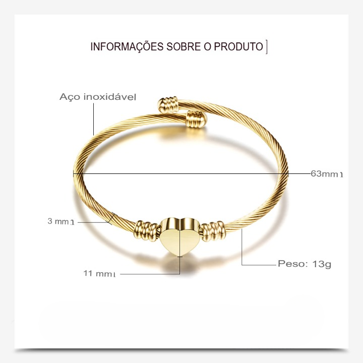 Pulseira Feminina de Coração