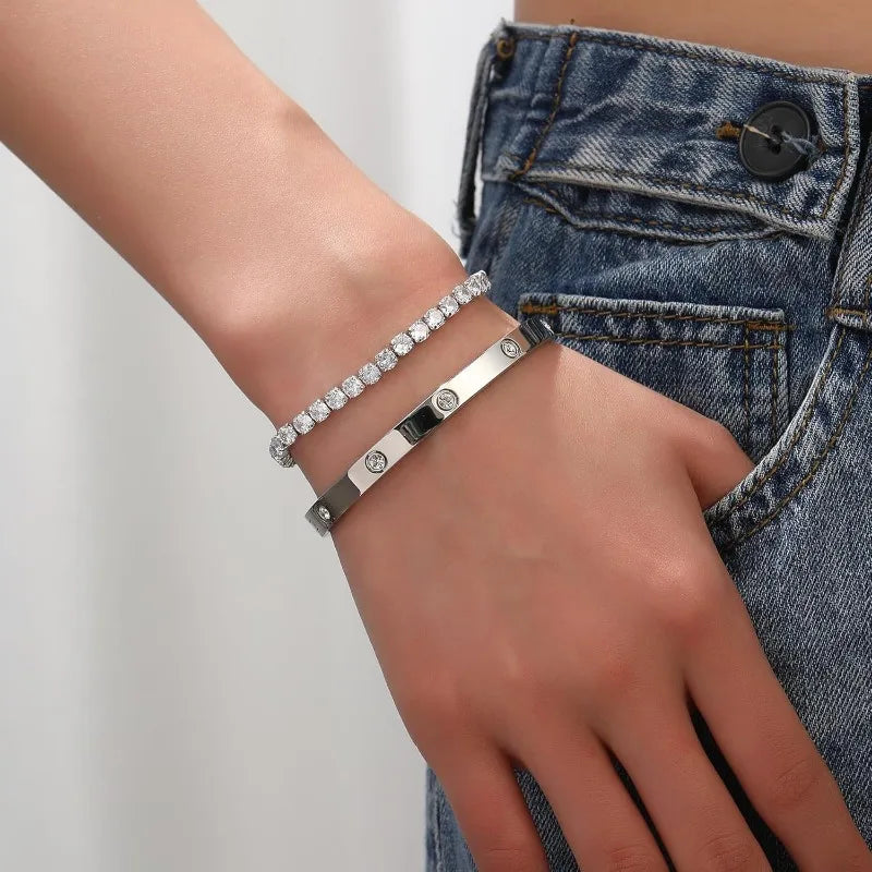 Conjunto de Pulseiras Com Pedras de Zircônia